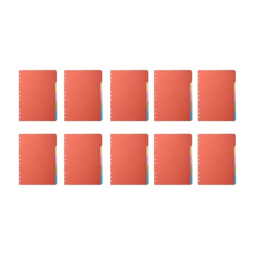 10 Stück/Set mit mehreren Löchern, Register und Trennblättern, B 5 A, 5 A, 6 einführbare Ordner, Trennblätter für Notizbücher, Tagebuch, Planer von ERRORY