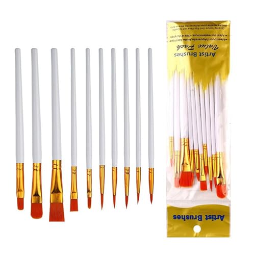 10 Stück Nylon-Haar-Kunst-Pinsel, Aquarell-, Acryl-Malpinsel, Malzubehör für Detaillierung, Farbset, Nylon-Haarfarbe, Aquarell 10 Stück Nylon-Haar-Kunst-Pinsel, Aquarell-, Acryl-Malpinsel, Malzubehör für Detaillierung, Farbset, Nylon-Haarfarbe, Aquarell von ERRORY