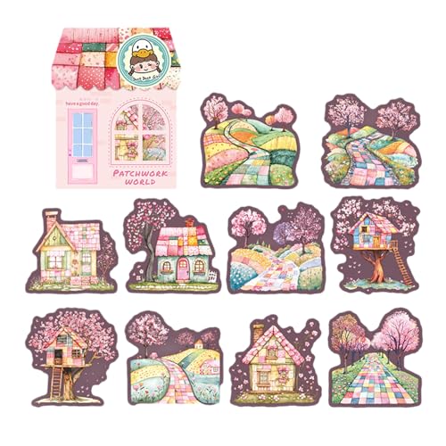 10 Stück dekorative Szenen-Aufkleber, PET-Aufkleber, ästhetisches Scrapbook für Notizbuch, Tagebuch, Planer, Wasserflasche, Laptop, pädagogisches Scrapbooking 10 Stück dekorative Szenen-Aufkleber, PET-Aufkleber, ästhetisches Scrapbook für Notizbuch, Tagebuch, Planer, Wasserflasche, Laptop, pädagogisches Scrapbooking von ERRORY