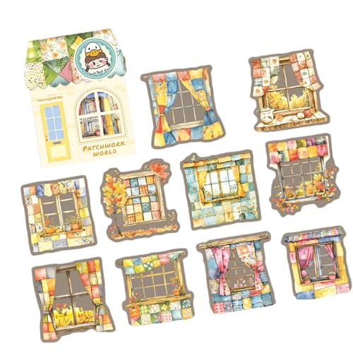 10 Stück dekorative Szenen-Aufkleber, PET-Aufkleber, ästhetisches Scrapbook für Notizbuch, Tagebuch, Planer, Wasserflasche, Laptop, pädagogisches Scrapbooking 10 Stück dekorative Szenen-Aufkleber, PET-Aufkleber, ästhetisches Scrapbook für Notizbuch, Tagebuch, Planer, Wasserflasche, Laptop, pädagogisches Scrapbooking von ERRORY