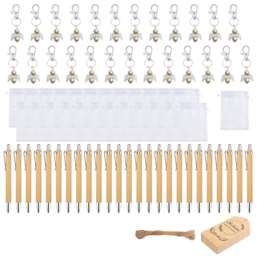 25 Stück Holzstifte, Schlüsselanhänger, einziehbarer Kugelschreiber und Set, Hochzeit, Brautparty, Zubehör aus Holz und 25 Stück Holzstifte, Schlüsselanhänger, einziehbarer Kugelschreiber und Set, Hochzeit, Brautparty, Zubehör aus Holz und von ERRORY