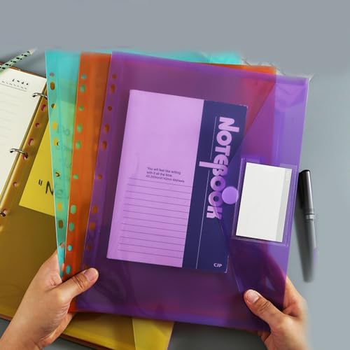 4 transparente Dokumenten-Organizer, Aktenordner mit 11 Lochkanten, Papieraufbewahrungstasche, Dokumententasche für Schüler und Lehrer von ERRORY