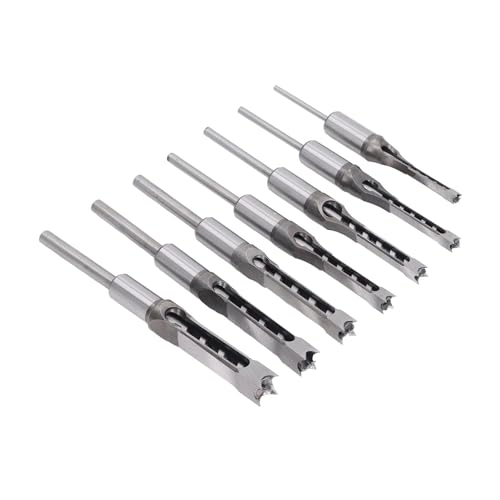 7-teiliges robustes Vierkantlochbohrer-Set, Meißel, Bohrer für Holzbearbeitungsprojekte, exakte Größe, passende Karbonstahl-Einsteck-Bit-Set mit Aufbewahrungsbox 7-teiliges robustes Vierkantlochbohrer-Set, Meißel, Bohrer für Holzbearbeitungsprojekte, exakte Größe, passende Karbonstahl-Einsteck-Bit-Set mit Aufbewahrungsbox von ERRORY