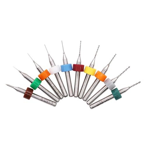 Bohrer-Bits, geeignet für Leiterplattenherstellung und Schmuckdesigns, Leiterplattenprojekte (0,1 mm - 2 mm), PCB-Bohrer-Set, 10 Stück von ERRORY