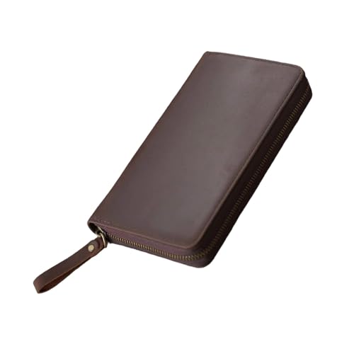 ERRORY Leder-Notizbuchhülle mit Reißverschluss, mit 3 Stiftschlitzen, für 18 x 8,9 cm (7,28 x 3,54 Zoll) Notebook-Planer, Tagebuch, Schutzhülle von ERRORY