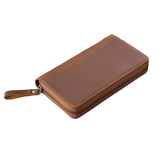 ERRORY Leder-Notizbuchhülle mit Reißverschluss, mit 3 Stiftschlitzen, für 18 x 8,9 cm (7,28 x 3,54 Zoll) Notebook-Planer, Tagebuch, Schutzhülle von ERRORY