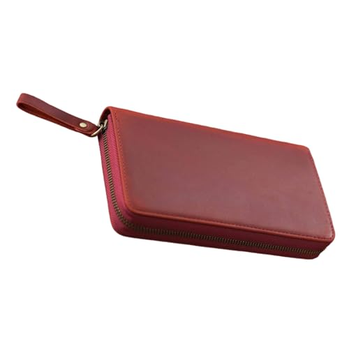 ERRORY Leder-Notizbuchhülle mit Reißverschluss, mit 3 Stiftschlitzen, für 18 x 8,9 cm (7,28 x 3,54 Zoll) Notebook-Planer, Tagebuch, Schutzhülle von ERRORY