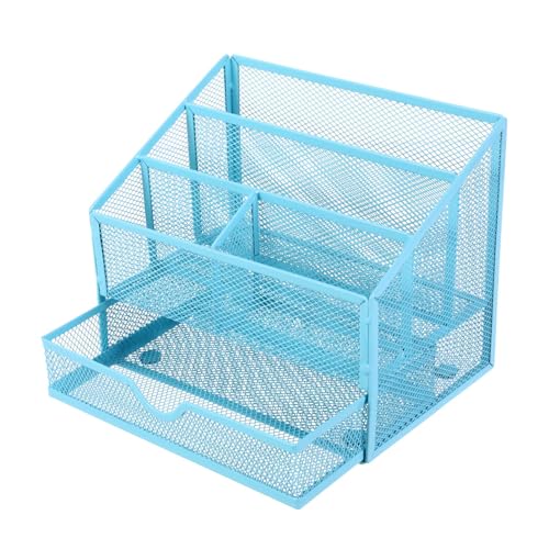 ERRORY Multifunktionaler Eisen-Schreibtisch-Stift-Organizer 5 Fächer Datei Briefablage Organizer mit Schiebeschublade für Büro Büro Schreibtisch Zubehör mit mehreren Fächern von ERRORY