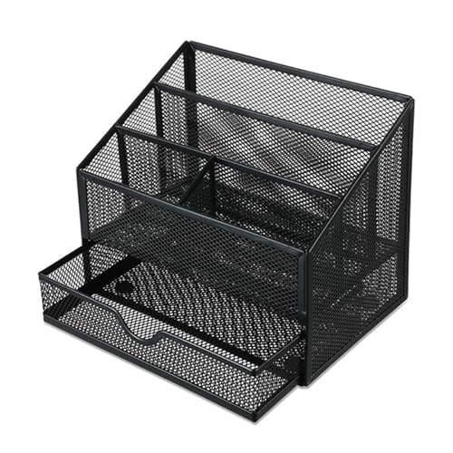 ERRORY Multifunktionaler Eisen-Schreibtisch-Stift-Organizer 5 Fächer Datei Briefablage Organizer mit Schiebeschublade für Büro Büro Schreibtisch Zubehör mit mehreren Fächern von ERRORY