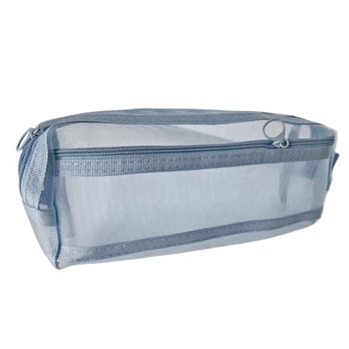 Einfaches Federmäppchen, Stiftetasche, doppellagig, Netzstoff, transparente Tasche, ästhetisches Federmäppchen, Schulbedarf, transparent, doppellagig, Netztasche für Schüler von ERRORY