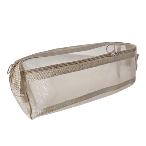 Einfaches Federmäppchen, Stiftetasche, doppellagig, Netzstoff, transparente Tasche, ästhetisches Federmäppchen, Schulbedarf, transparent, doppellagig, Netztasche für Schüler von ERRORY