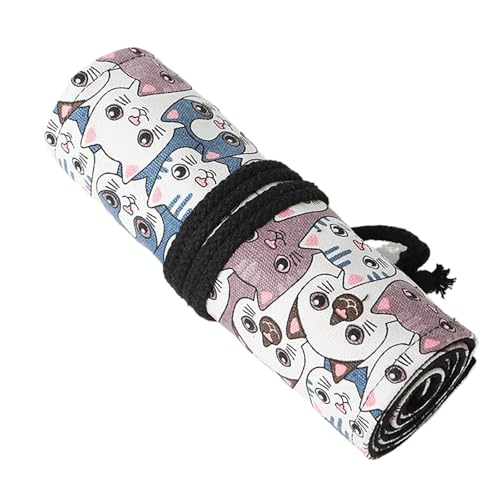 Federmäppchen mit 12/24/36/48/72 Löchern, niedliches Katzen-Federmäppchen, Aufbewahrungstasche, Bleistiftrolle, Leinen-Organizer-Tasche Federmäppchen mit 12/24/36/48/72 Löchern, niedliches Katzen-Federmäppchen, Aufbewahrungstasche, Bleistiftrolle, Leinen-Organizer-Tasche von ERRORY