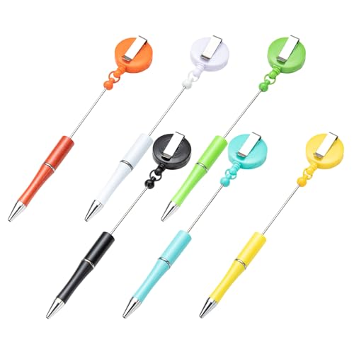 Kugelschreiber mit Ausweishalter, Gürtelclip, einziehbare Ausweisrolle mit Perlenstift, für Krankenschwestern, Arzt, Krankenhaus, Teleskop, 6 Stück von ERRORY