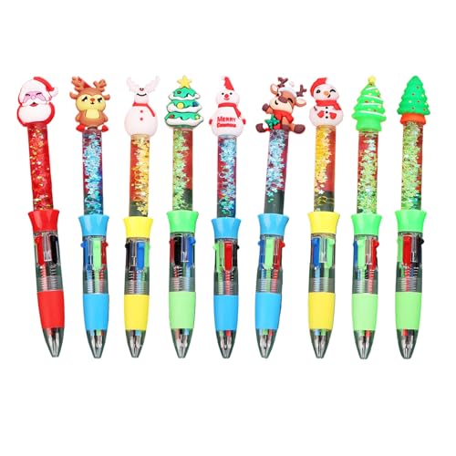 Mehrfarbiger Weihnachts-Kugelschreiber, 4-farbig, für Studenten, Künstler, glattes Schreiben, 10 Stück von ERRORY