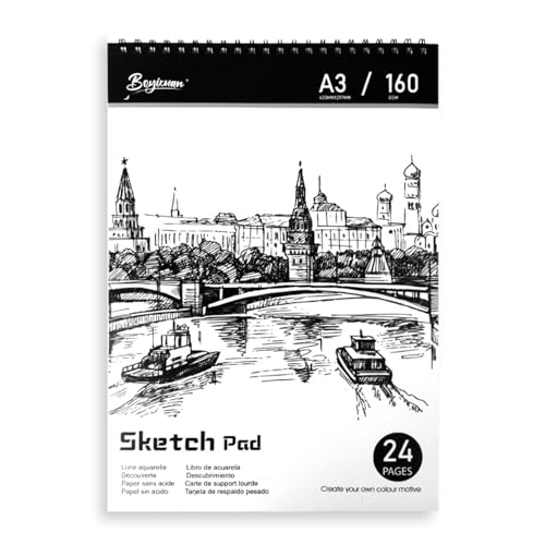 Mehrzweck-Skizzenbuch, 24 Seiten, 160 g/m², Papier, Künstler-Skizzenbuch, Zeichenblock zum Skizzieren, Kunst, Illustrationen, Kunst-Notizbuch Mehrzweck-Skizzenbuch, 24 Seiten, 160 g/m², Papier, Künstler-Skizzenbuch, Zeichenblock zum Skizzieren, Kunst, Illustrationen, Kunst-Notizbuch von ERRORY