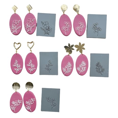 Mehrzweck-Stempel, stabile Silikon-Ton-Textur-Stempel, elegantes Blumenmuster, tragbar zum Basteln, personalisierte Ohrringe, Bastelzubehör von ERRORY