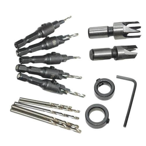 Professionelles Bohrer-Set mit mehreren Spezifikationen, 15-teiliges Bohrer-Set mit Senkern für Holzhandwerker und Bauarbeiter, Spiralbohrer von ERRORY