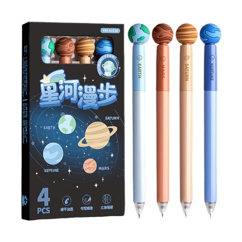Rotierender Gelschreiber, radierbar, schwarze Tinte, 0,5 mm, blau, schnell trocknend, für Schreiben, Tagebücher, Notizen, rotierende Kugelschreiber, 4 Stück von ERRORY