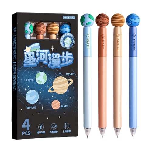 Rotierender Gelschreiber, radierbar, schwarze Tinte, 0,5 mm, blau, schnell trocknend, für Schreiben, Tagebücher, Notizen, rotierende Kugelschreiber, 4 Stück von ERRORY