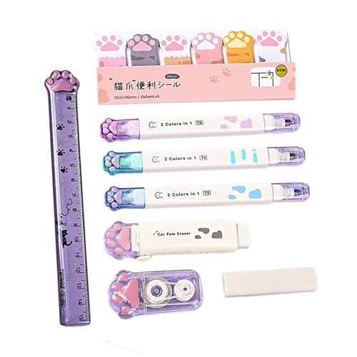 Schreibwaren-Set für Kinder, Schulbedarf, Federmäppchen, Korrekturband, Roller, Textmarker, Radiergummi, kleine Notizen, Notizblock, Schreibtischzubehör Schreibwaren-Set für Kinder, Schulbedarf, Federmäppchen, Korrekturband, Roller, Textmarker, Radiergummi, kleine Notizen, Notizblock, Schreibtischzubehör von ERRORY