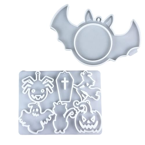 Set mit 2 Silikon-Anhängerformen für Halloween, Epoxidharz-Formen, geeignet für Schmuckherstellung, Anhängerherstellung, Halloween-Dekorationen, Formen von ERRORY