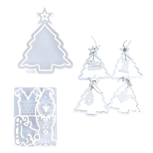 Silikonformen für Weihnachtsbaum-Anhänger, Epoxidharz, Gießformen, Bastelformen, Silikon, Schlüsselanhänger, Bastelformen, 2 Stück von ERRORY
