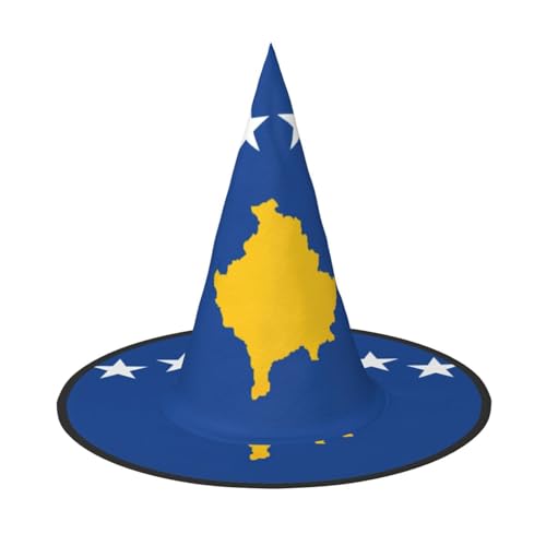 ERSDWRE Flagge des Kosovo, Hexenhut, Zaubererhut, Cosplay, Zubehör für Halloween, Weihnachten, Karneval, Maskerade von ERSDWRE