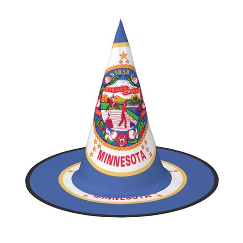 ERSDWRE Minnesota State Flag Print Hexenhut Zauberer Hut Cosplay Zubehör für Halloween Weihnachten Karneval Maskerade von ERSDWRE