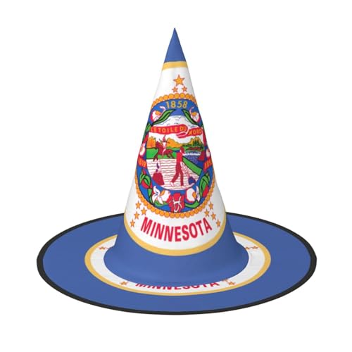 ERSDWRE Minnesota State Flag Print Hexenhut Zauberer Hut Cosplay Zubehör für Halloween Weihnachten Karneval Maskerade von ERSDWRE