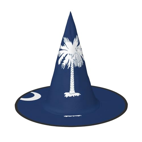 ERSDWRE South Carolina Flaggenaufdruck, Hexenhut, Zaubererhut, Cosplay, Zubehör für Halloween, Weihnachten, Karneval, Maskerade von ERSDWRE