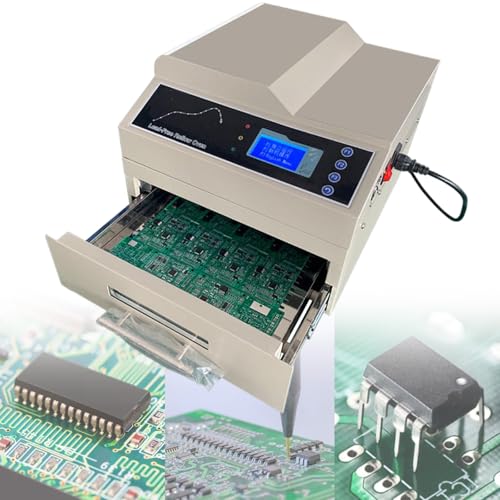 ERSINIAN Automatische Heißluftzirkulations-Reflow-Maschine, Desktop-Infrarot-Reflow-Schweißofen, für EIN-/doppelseitige Leiterplatten und blei-/bleifreies Löten von Lötpasten (T937) von ERSINIAN