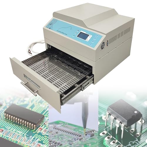 ERSINIAN Automatische Heißluftzirkulations-Reflow-Maschine, Desktop-Infrarot-Reflow-Schweißofen, für EIN-/doppelseitige Leiterplatten und blei-/bleifreies Löten von Lötpasten (T937M) von ERSINIAN