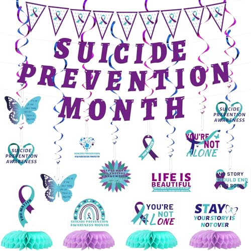 Suicide Prevention Awareness Decorations, Suicide Awareness Items, Suicide Prevention Month Banner Table Hanging Decor Set for Suicide Prevention Awareness Campaign Lecture Party Decor Supplies Suicide Prevention Awareness Decorations, Suicide Awareness Items, Suicide Prevention Month Banner Table Hanging Decor Set for Suicide Prevention Awareness Campaign Lecture Party Decor Supplies von ERTIUANIO