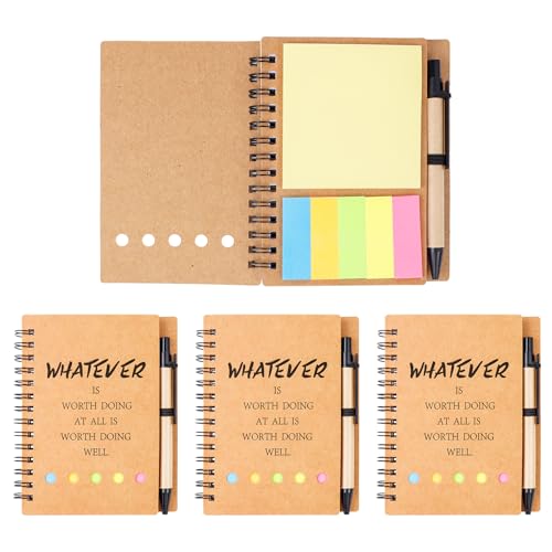 ERUW 4 Set Notizbuch mit Kugelschreiber,60 Blatt,Heft für Büro/Schulbedarf,Dankeschön Geschenk für Kollegen Lehrer Inspirierend Mitarbeiter Spirale Notizblock, Inspirational Journals Notebook von ERUW
