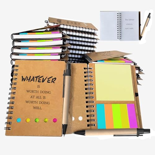 Notizbuch mit Kugelschreiber,60 Blatt,Heft für Büro/Schulbedarf,Dankeschön Geschenk für Kollegen Lehrer Inspirierend Mitarbeiter Spirale Notizblock, Inspirational Journals Notebook (Braun 42 Set) von ERUW