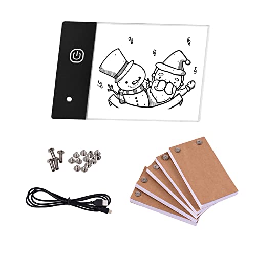 ERYUE Daumenkino-Kit,Flip Book Kit mit Mini LED Licht Pad Loch Design 3 Level Helligkeitsregelung Lichtbox 300 Blatt Animationspapier Flipbook Bindeschrauben für Kinder Schüler Erwachsene Zeichnen von ERYUE
