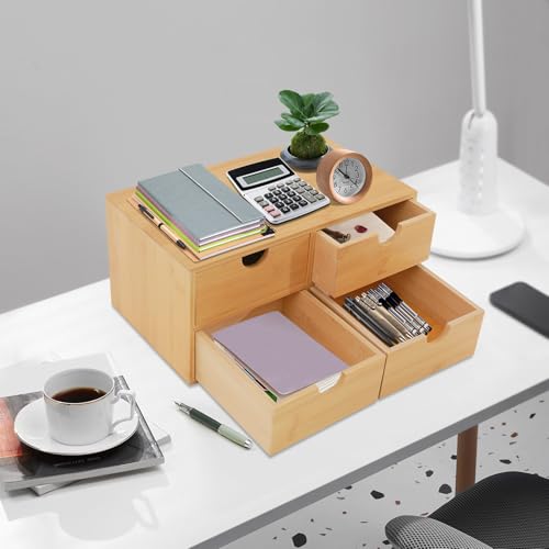 ERnonde Schreibtisch Organizer Holz, 4 Schubladen Schreibtischorganisationsboxen, Schubladenbox aus Nan Bambus, für Kosmetiksammlungen, Toilettenartikel, Schmuck, Haarzubehör, Kunsthandwerk ERnonde Schreibtisch Organizer Holz, 4 Schubladen Schreibtischorganisationsboxen, Schubladenbox aus Nan Bambus, für Kosmetiksammlungen, Toilettenartikel, Schmuck, Haarzubehör, Kunsthandwerk von ERnonde