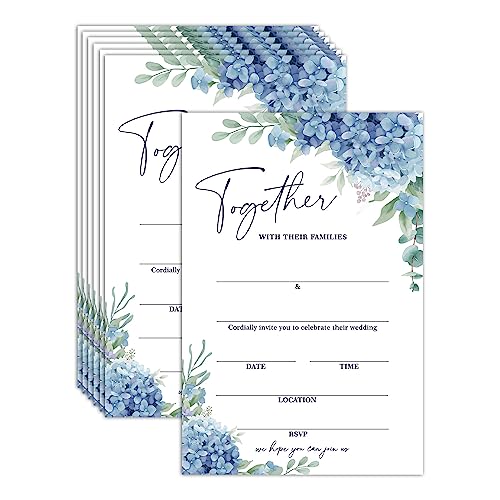 ESAMP Blaue Hochzeitseinladung, zum Ausfüllen von Aquarellblumen, Hochzeitsparty-Einladungs-Set, Party- und Empfangszubehör (25 Karten und Umschläge), perfekt für die Hochzeitsdusche 17 von ESAMP