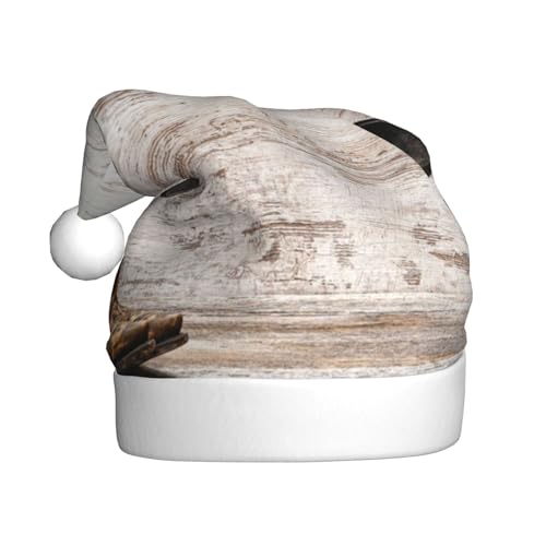 ESASAM Cowboyhut und Stiefel bedruckte Weihnachtsmütze für Erwachsene, hochwertiger Plüschstoff, voller lebendiger gedruckter Designs. von ESASAM