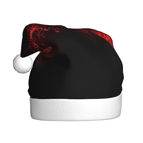 ESASAM Explosion Burst rot schwarz bedruckte Weihnachtsmütze für Erwachsene, hochwertiger Plüschstoff, voller lebendiger gedruckter Designs. von ESASAM
