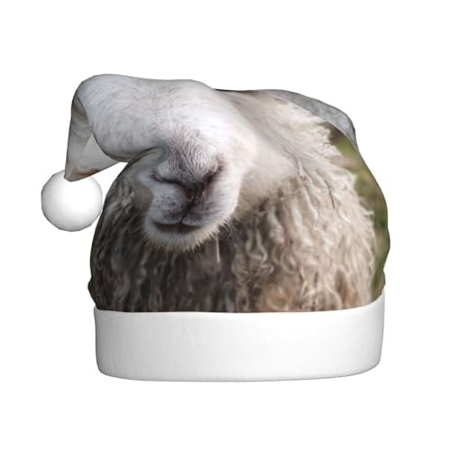 ESASAM Niedliche Schaf-Lamm bedruckte Weihnachtsmütze für Erwachsene, hochwertiger Plüschstoff, voller lebendiger gedruckter Designs. von ESASAM