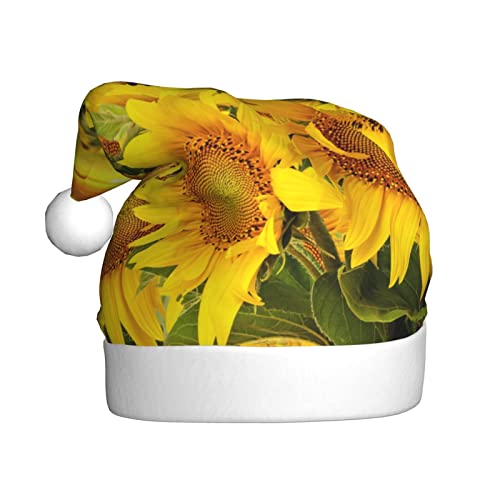 ESASAM Sonnenblumenmuster bedruckte Weihnachtsmütze für Erwachsene, hochwertiger Plüschstoff, voller lebendiger gedruckter Designs. von ESASAM