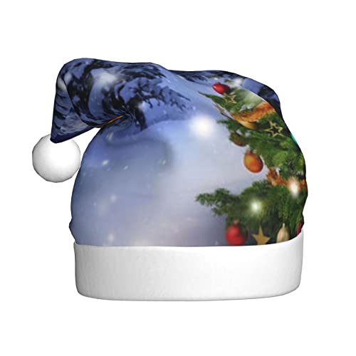 ESASAM Weihnachtsbaum-bedruckte Weihnachtsmütze für Erwachsene, hochwertiger Plüschstoff, voller lebendiger gedruckter Designs. von ESASAM
