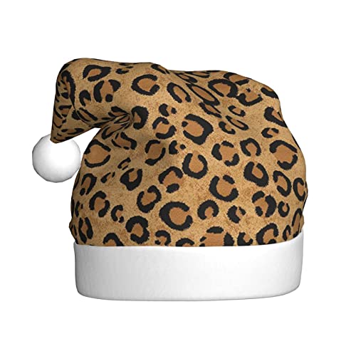ESASAM Weihnachtsmütze für Erwachsene, Motiv: wilder Leopardenmuster, hochwertiger Plüschstoff, voller lebendiger gedruckter Designs. von ESASAM