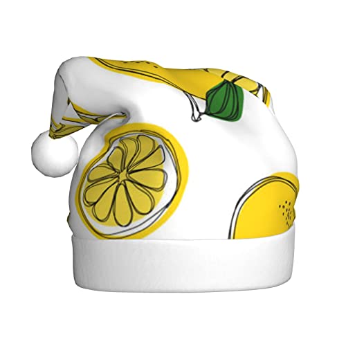 ESASAM Zitronen-Frucht-Muster bedruckte Weihnachtsmütze für Erwachsene, hochwertiger Plüschstoff, voller lebendiger gedruckter Designs. von ESASAM