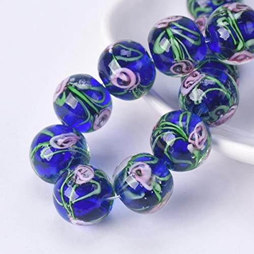 5 Stück rund 12 mm Blumenmuster handgefertigt Murano Glas lose Perlen für die Schmuckherstellung DIY Handwerk Erkenntnisse-Tiefblau, 12 mm 5 Stück rund 12 mm Blumenmuster handgefertigt Murano Glas lose Perlen für die Schmuckherstellung DIY Handwerk Erkenntnisse-Tiefblau, 12 mm von ESCATIC