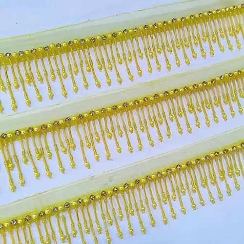 6 cm breite Perlenfransen, Tanzbekleidung, Hochzeitskleid, Kostüme, DIY-Nähzubehör, Gelb 6 cm breite Perlenfransen, Tanzbekleidung, Hochzeitskleid, Kostüme, DIY-Nähzubehör, Gelb von ESCATIC