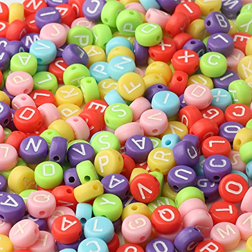 Acryl-Buchstaben-Perlen, rosa Alphabet, rund, flach, lose Zwischenperlen für die Schmuckherstellung, handgefertigt, DIY, Kinder, Armbänder, Ohrringe, mehrfarbig, 100 Stück Acryl-Buchstaben-Perlen, rosa Alphabet, rund, flach, lose Zwischenperlen für die Schmuckherstellung, handgefertigt, DIY, Kinder, Armbänder, Ohrringe, mehrfarbig, 100 Stück von ESCATIC
