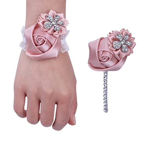 ESCATIC Europäische und amerikanische einfache Braut Brautjungfer Band Handgelenk Corsage Bräutigam Trauzeuge Revers Brosche handgemachte Hochzeitszubehör-nacktes Rosa ESCATIC Europäische und amerikanische einfache Braut Brautjungfer Band Handgelenk Corsage Bräutigam Trauzeuge Revers Brosche handgemachte Hochzeitszubehör-nacktes Rosa von ESCATIC