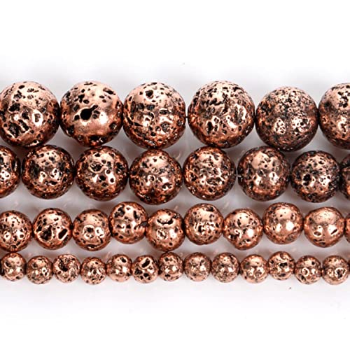 Lava-Naturstein-Perlen, antike Bronze, Vulkangestein, rund, lose Perlen, für Schmuckherstellung, Handarbeiten, DIY-Armbänder, 6–12 mm, Rotkupfer, 8 mm, 44–46 Stk Lava-Naturstein-Perlen, antike Bronze, Vulkangestein, rund, lose Perlen, für Schmuckherstellung, Handarbeiten, DIY-Armbänder, 6–12 mm, Rotkupfer, 8 mm, 44–46 Stk von ESCATIC
